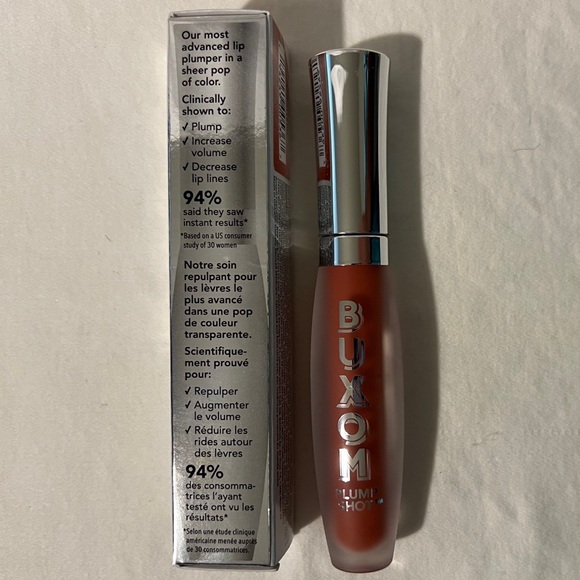 💋NIB💋 BUXOM Plump Shot Sheer Tint Collagen-Infused Lip Serum in Plush Peach - Picture 4 of 12